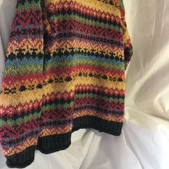 Woman Sweater FairIsle Knitted Logo Star UP Acrylic Wool Poly Ribbed High Collar - Picture 8 of 8